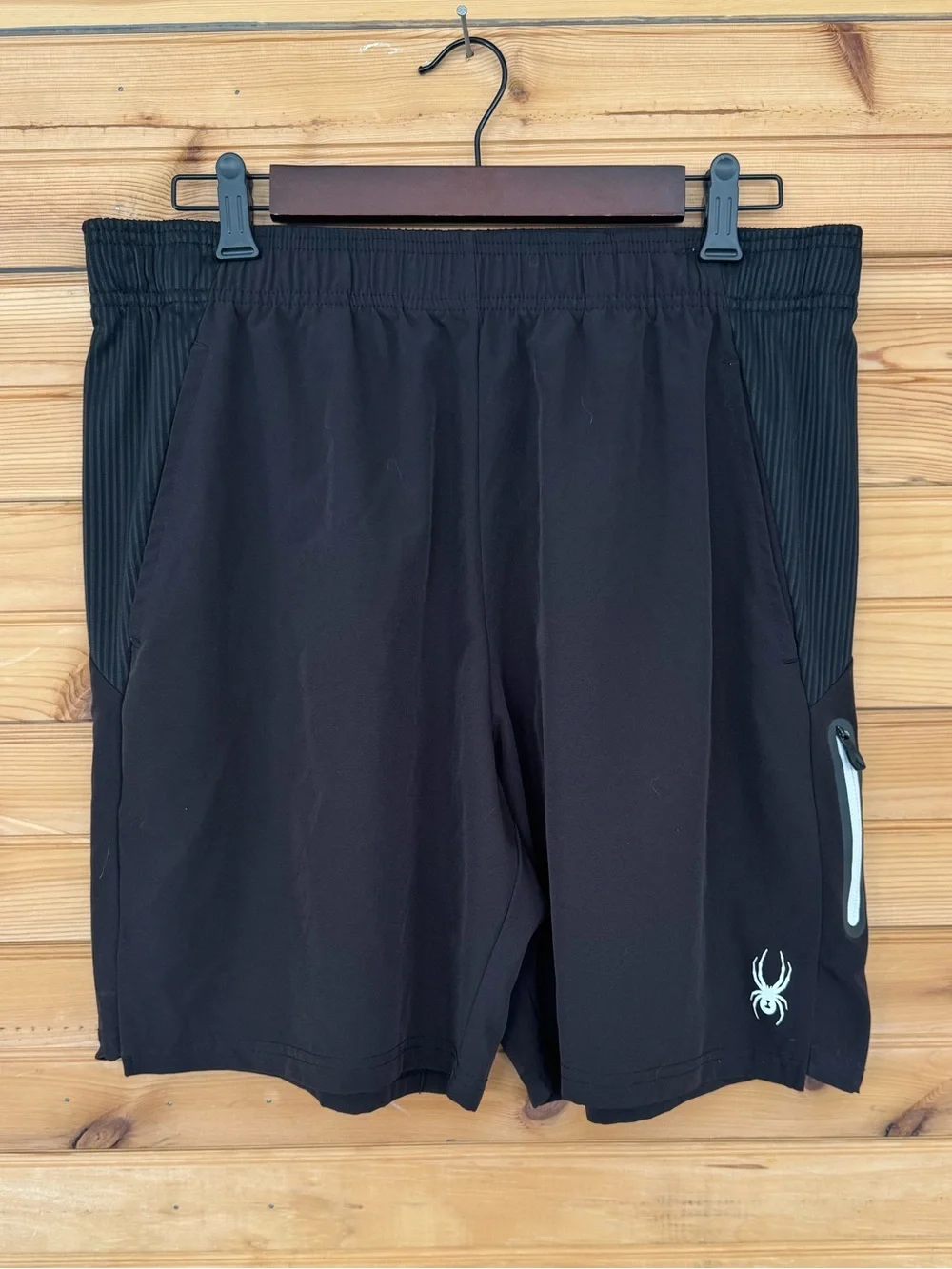 SPYDER | Active Men’s Performance Athletic Shorts | Large | Black | Zip Pocket